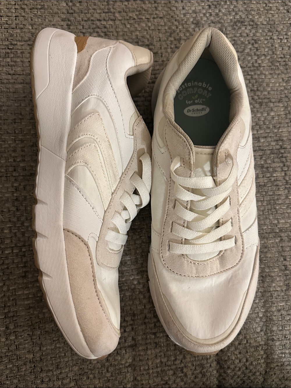 Dr. Scholl's Womens Cream & Tan Casual Sneakers 8.5